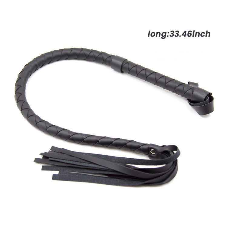 Classic Black Leather Flogger - Seductive Bondage Whip with Tassels