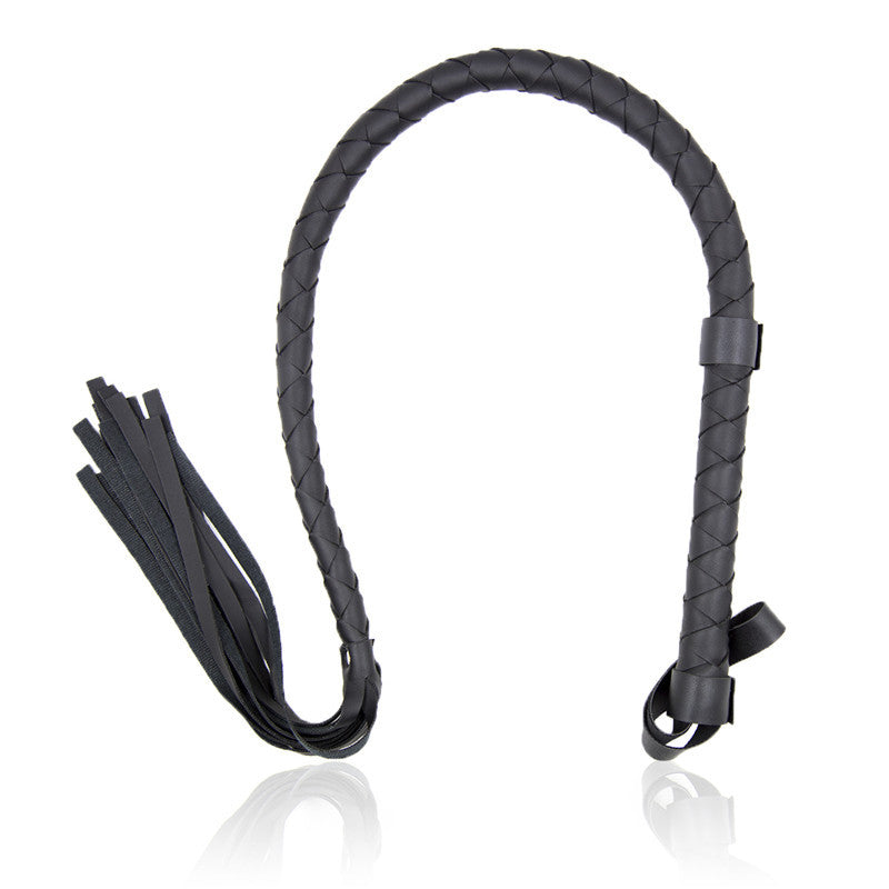 Classic Black Leather Flogger - Seductive Bondage Whip with Tassels