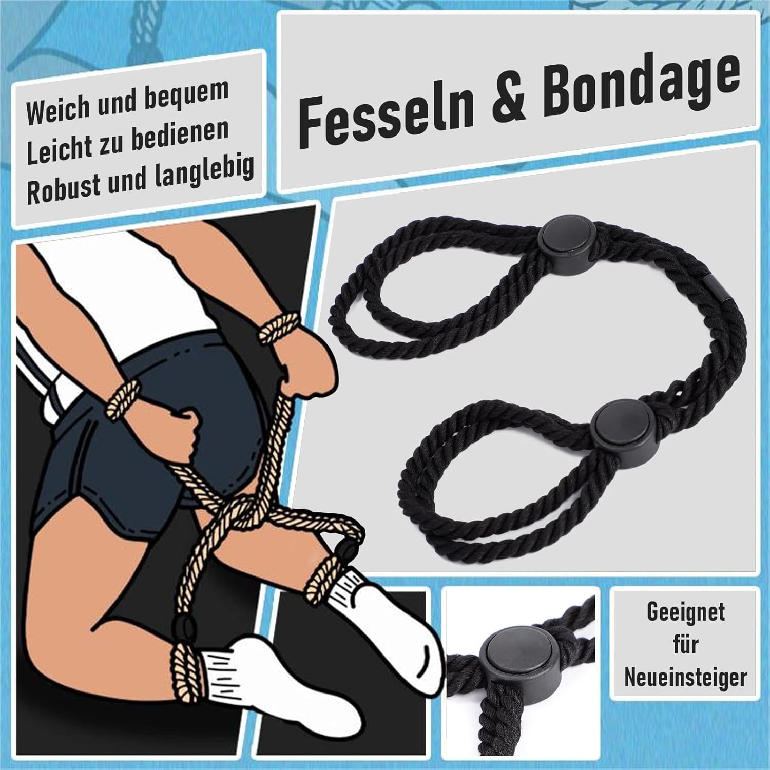Premium Restraint Rope Set - Soft Bondage for Wrists & Ankles