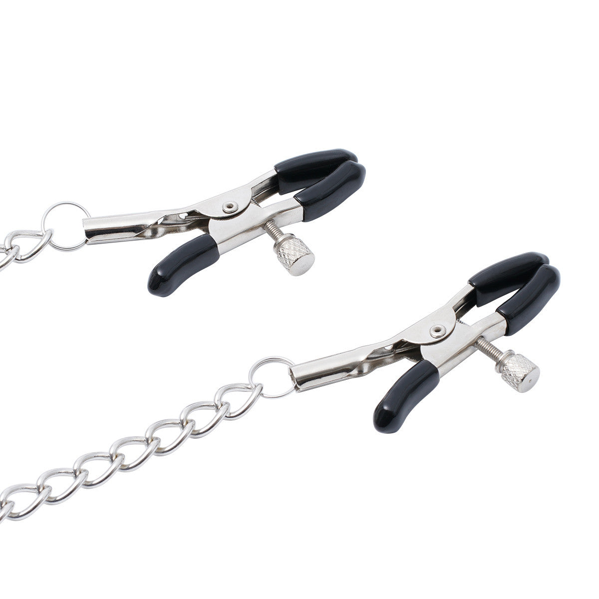 Seductive Chain Nipple Clamps - Adjustable Silver Finish for Edgy Play