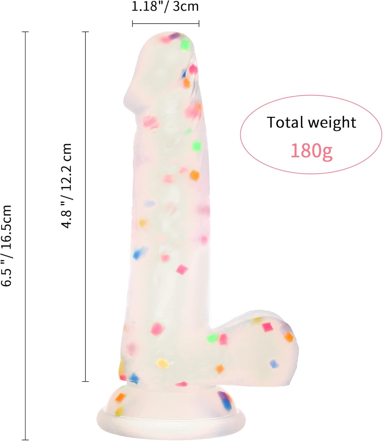 Chic 6.5-Inch Confetti Silicone Massager - Powerful Suction Cup Design