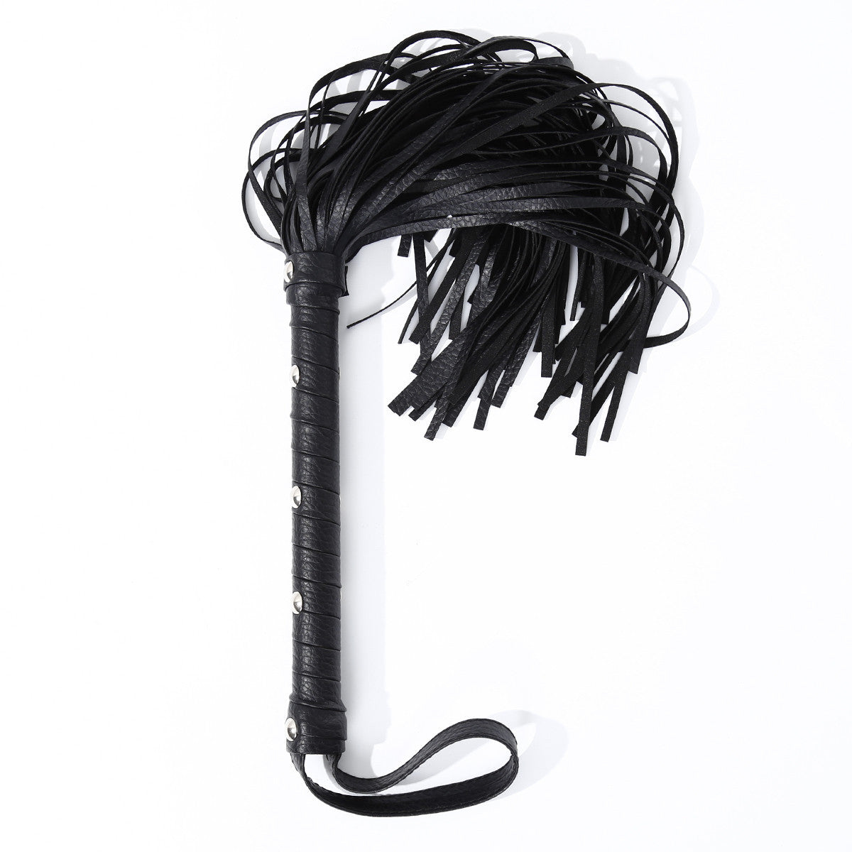 Elite Leather Bondage Whip - Spiked Handle Flogger for Intimate Play