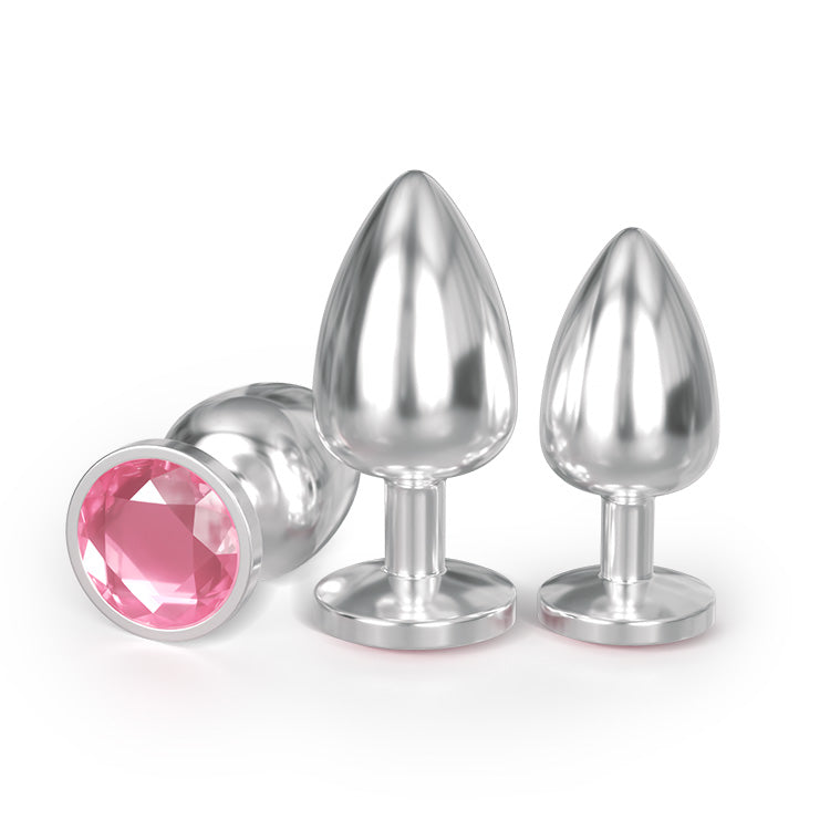 Luxurious 3-Piece Diamond Base Metal Plug Set - Elegant Wellness Kit