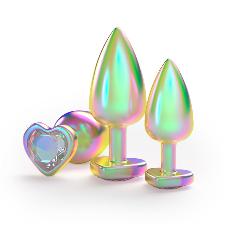 Exquisite Rainbow Gemstone Metal Plug Set - Premium Sensory Jewelry
