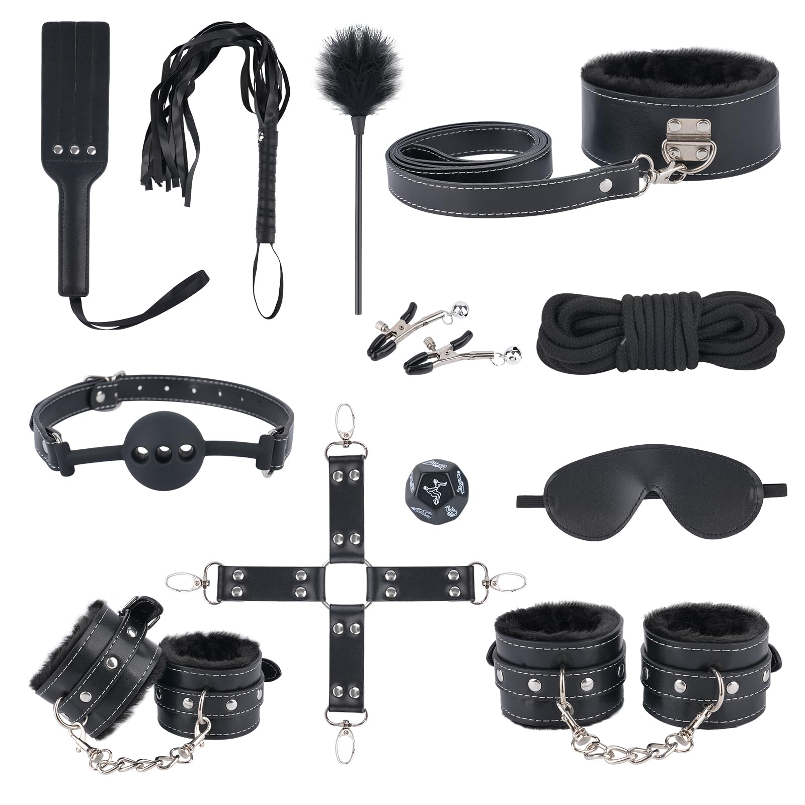 Ultimate 12-Piece Intimacy Restraint Set - Adjustable Cuffs & Bondage Essentials