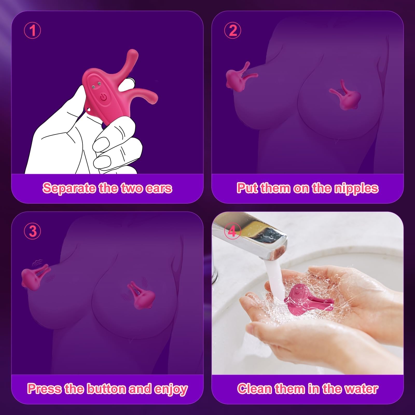 Seductive 9-Mode Vibrating Nipple Stimulators - Adjustable Intimacy Clamps